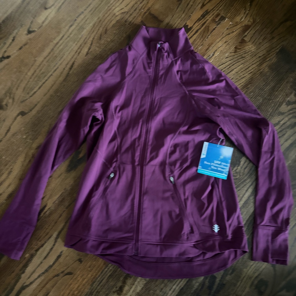Coolibar Women's Plum Full-Zip Athletic Bomber Jacket - Picture 2 of 5